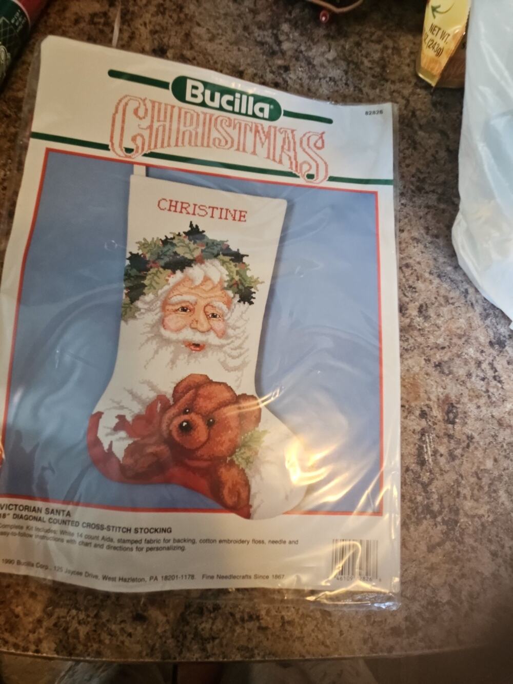NEW 1990 Bucilla Victorian Santa 82826 Counted Cross Stitch Stocking Kit